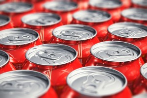 Macro view of drink cans