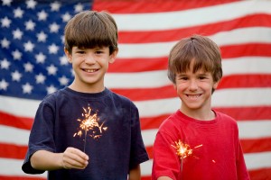 Boys Holding Sparklers