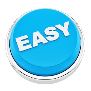 render of easy button, isolated on white